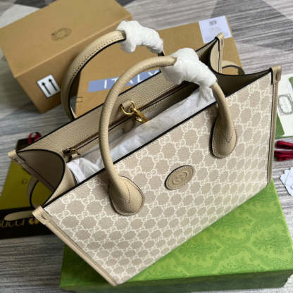 gg Small Tote Bag With Interlocking G Beige For Women, Women&#8217;s Bags 12.2in/31cm gg ‎659983 UULBT 9683