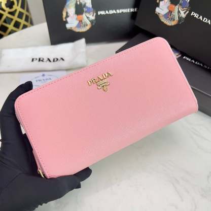 PR LARGE SAFFIANO LEATHER WALLET ALABASTER PINK 19CM 1ML506 QWA F0E18