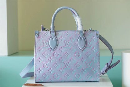 LV OnTheGo PM Monogram Empreinte Lilas Purple For Women, Women’s Bags, Shoulder And Crossbody Bags 9.8in/25cm LV M46067
