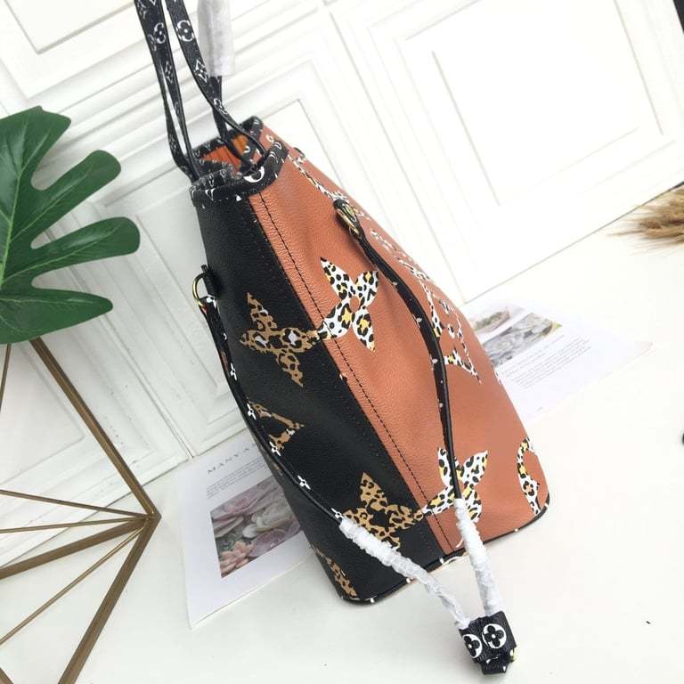 LUV NEVERFULL MM MONOGRAM GIANT JUNGLE BLACK CARAMEL