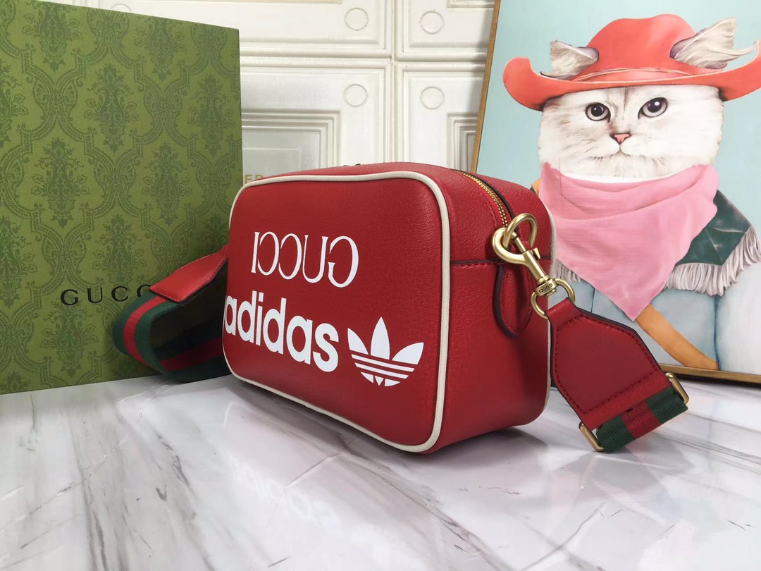 GG x ADIDAS SMALL SHOULDER BAG RED 24.5CM 702427 U3ZCT 6563