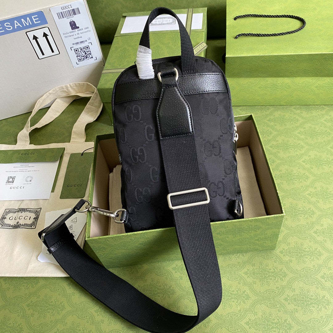 gg Off The Grid Sling Backpack Black gg Nylon For Men 11in/27cm 658631 H9HUN 1000