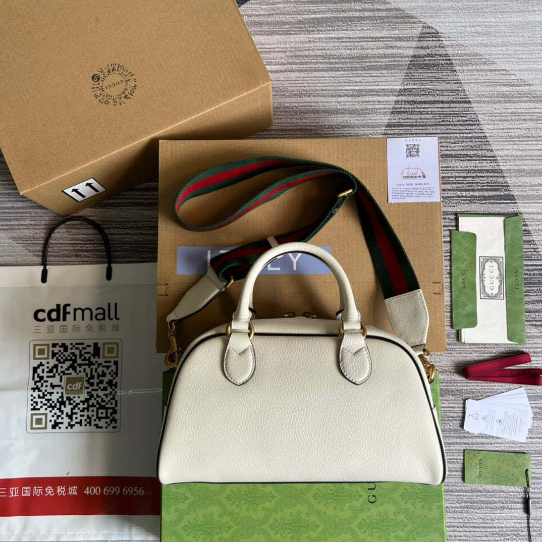 gg x Adidas Mini Duffle Bag White For Women, Women&#8217;s Bags 12.4in/32cm gg 702397 U3ZCT 8727