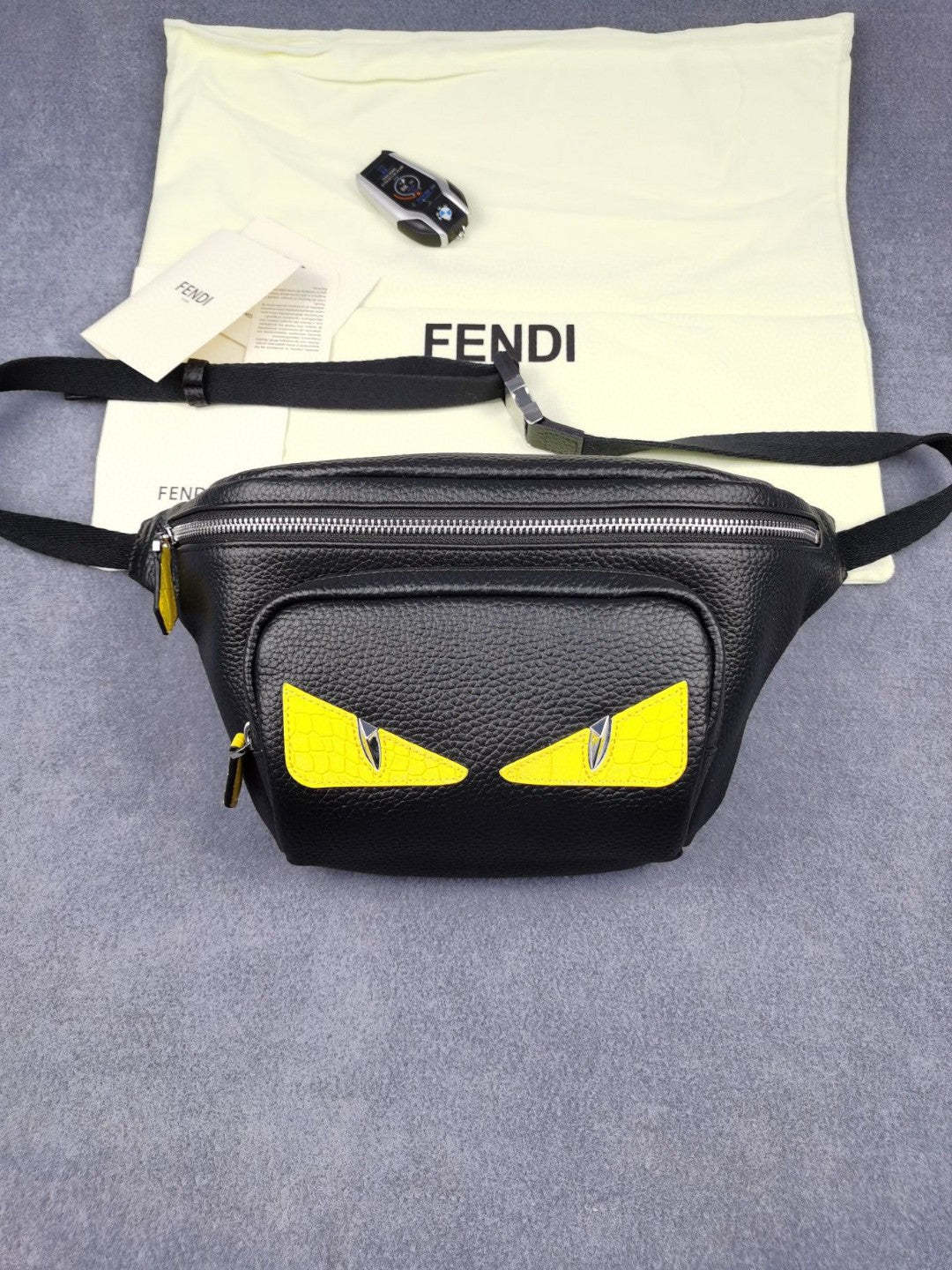 FI Little Monster Belt Bag Black/Yellow For Men, Men&#8217;s Bags 7.9in/20cm FF