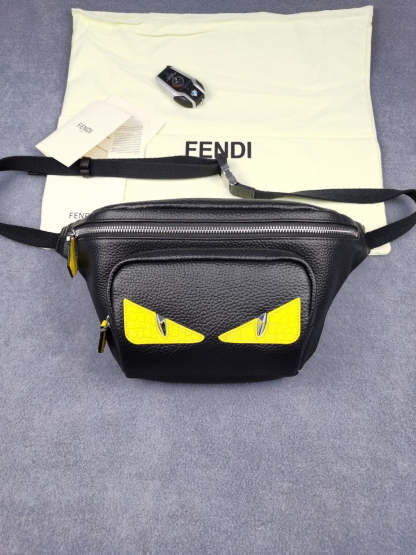 FI Little Monster Belt Bag Black/Yellow For Men, Men&#8217;s Bags 7.9in/20cm FF