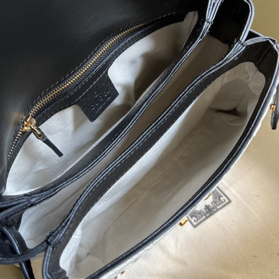 gg Small Top Handle Bag White Debossed gg White For Women 11in/29cm  675791 UD9AX 9099