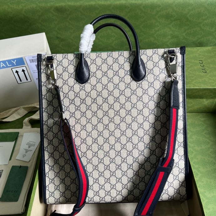 gg Tote Bag With Interlocking G Beige And Blue Supreme Canvas For Women 15in/38.5cm gg