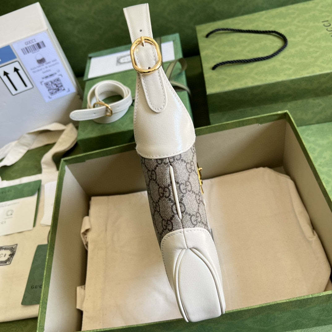 gg Jackie 1961 Small Shoulder Bag Beige And Ebony gg Supreme Canvas For Women 11in/28cm 636706 HUHHG 9794