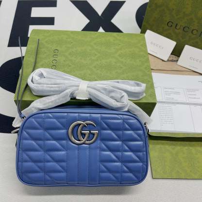 gg Marmont Matelasse Shoulder Bag Blue For Women, Women&#8217;s Bags 9.5in/24cm gg 634936 UM8BF 4340