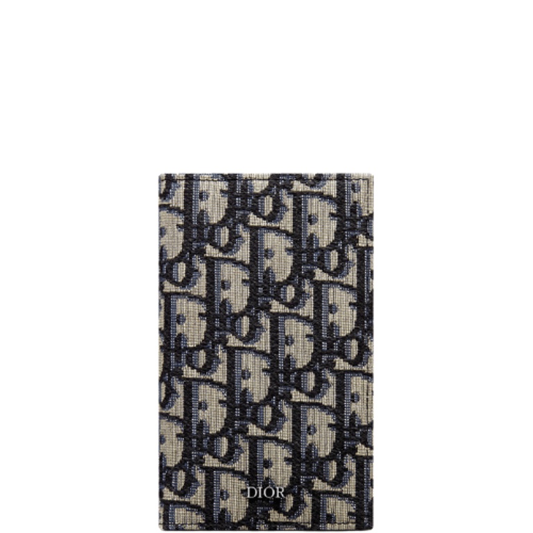dir LONG BI FOLD CARD HOLDER BEIGE AND BLACK OBLIQUE JACQUARD 17.5CM 2ESCH147YSE H05E