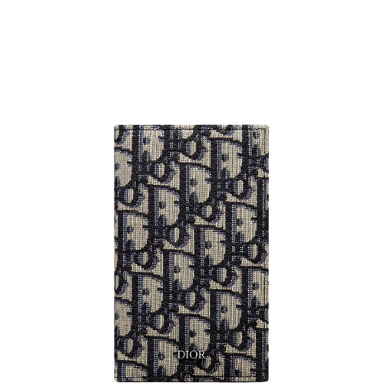 dir LONG BI FOLD CARD HOLDER BEIGE AND BLACK OBLIQUE JACQUARD 17.5CM 2ESCH147YSE H05E