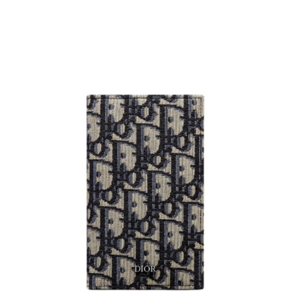 dir LONG BI FOLD CARD HOLDER BEIGE AND BLACK OBLIQUE JACQUARD 17.5CM 2ESCH147YSE H05E