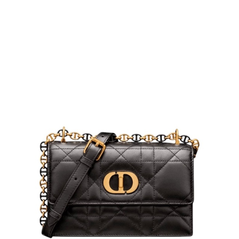 DIR MISS CARO MINI BAG BLACK MACROCANNAGE LAMBSKIN 17CM
