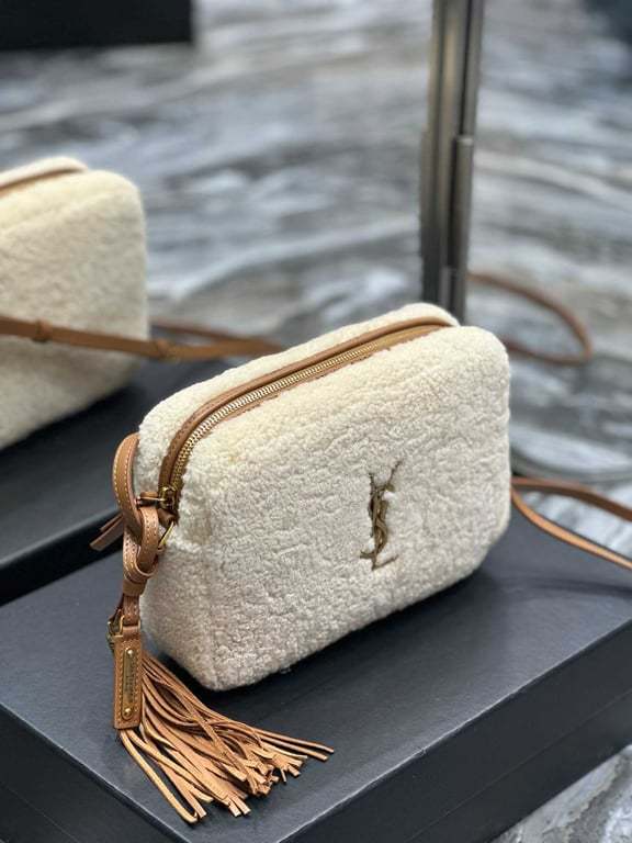 SAINT LAURENT LOU CAMERA BAG IN MERINO SHEARLING BEIGE HIGH QUALITY