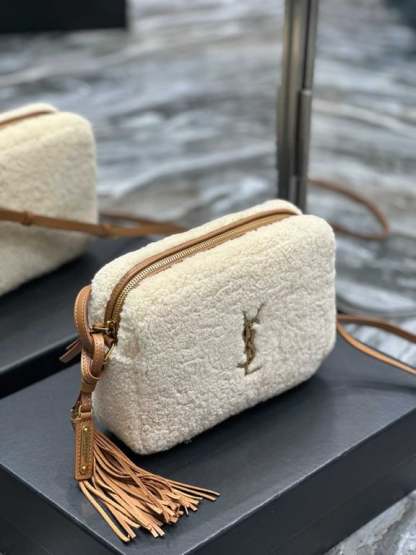 SAINT LAURENT LOU CAMERA BAG IN MERINO SHEARLING BEIGE HIGH QUALITY