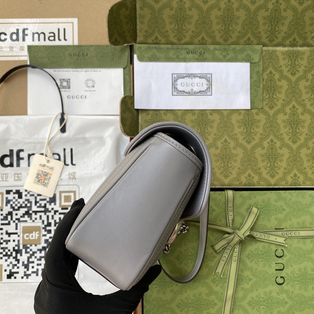 gg Marmont Small Shoulder Bag Dark Grey Matelassé For Women 10in/26cm  443497 UM8AN 1711