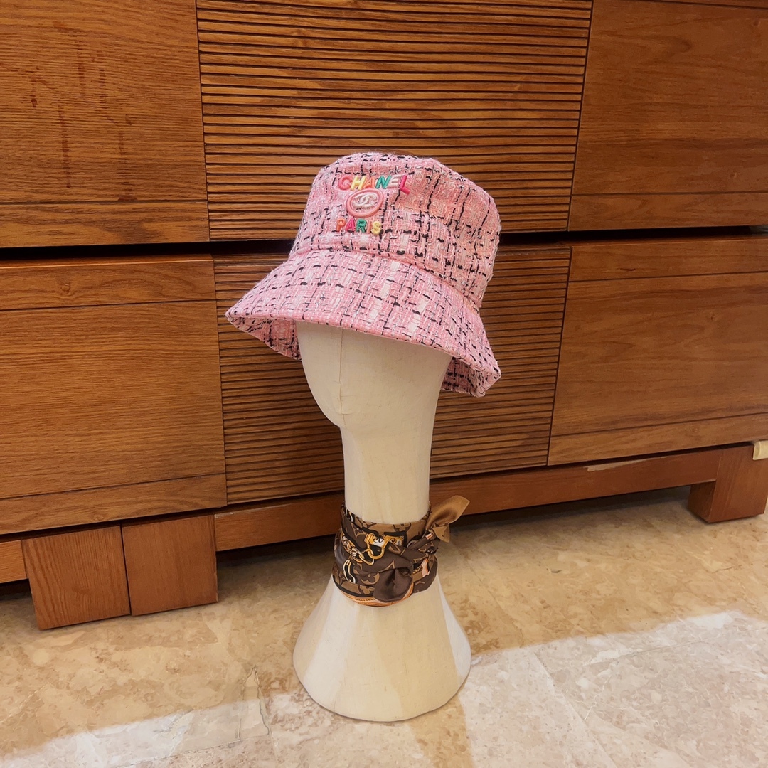 CC FANTASY TWEED MULTICOLOR LOGO BUCKET HAT PINK