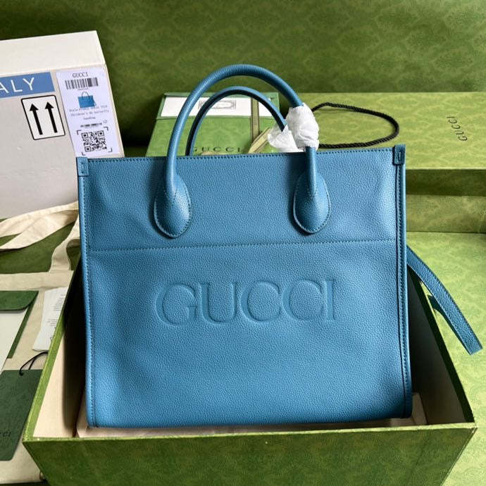 gg Small tote With gg Logo Blue For Women 12.4in/31.5cm gg 674822 0E8IG 4432