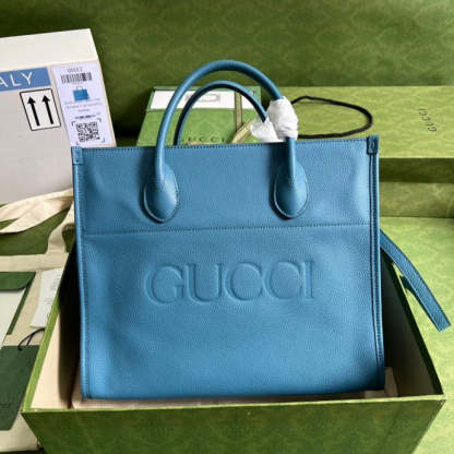 gg Small tote With gg Logo Blue For Women 12.4in/31.5cm gg 674822 0E8IG 4432