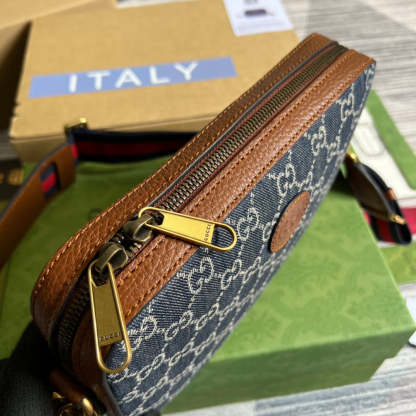 gg Shoulder Bag With Interlocking G Blue And Ivory gg Denim Jacquard For Women  9.6in/24.5cm gg