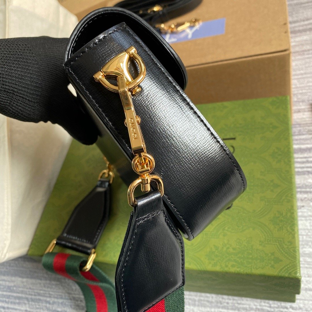 gg Horsebit 1955 Mini Bag Black For Women, Women&#8217;s Bags 8in/21cm gg 658574 18YSG 1060