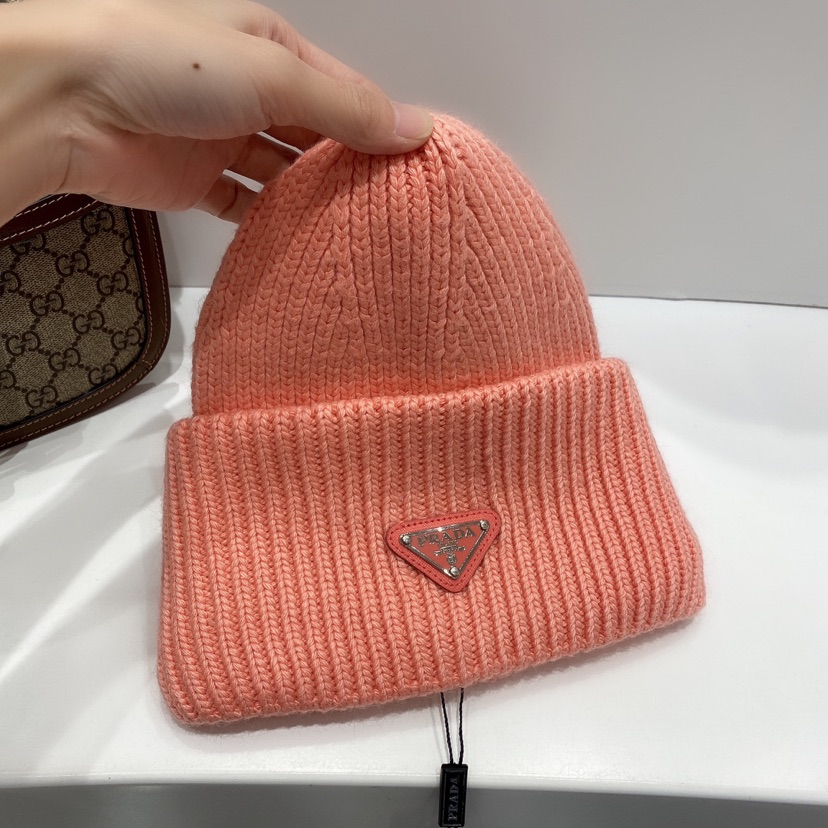 PD WOOL AND CASHMERE BEANIE SLIVER PINK