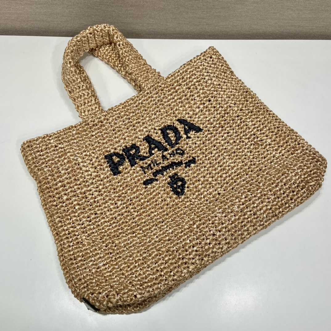 PR BEIGE RAFFIA TOTE BAG 18.5IN/47CM