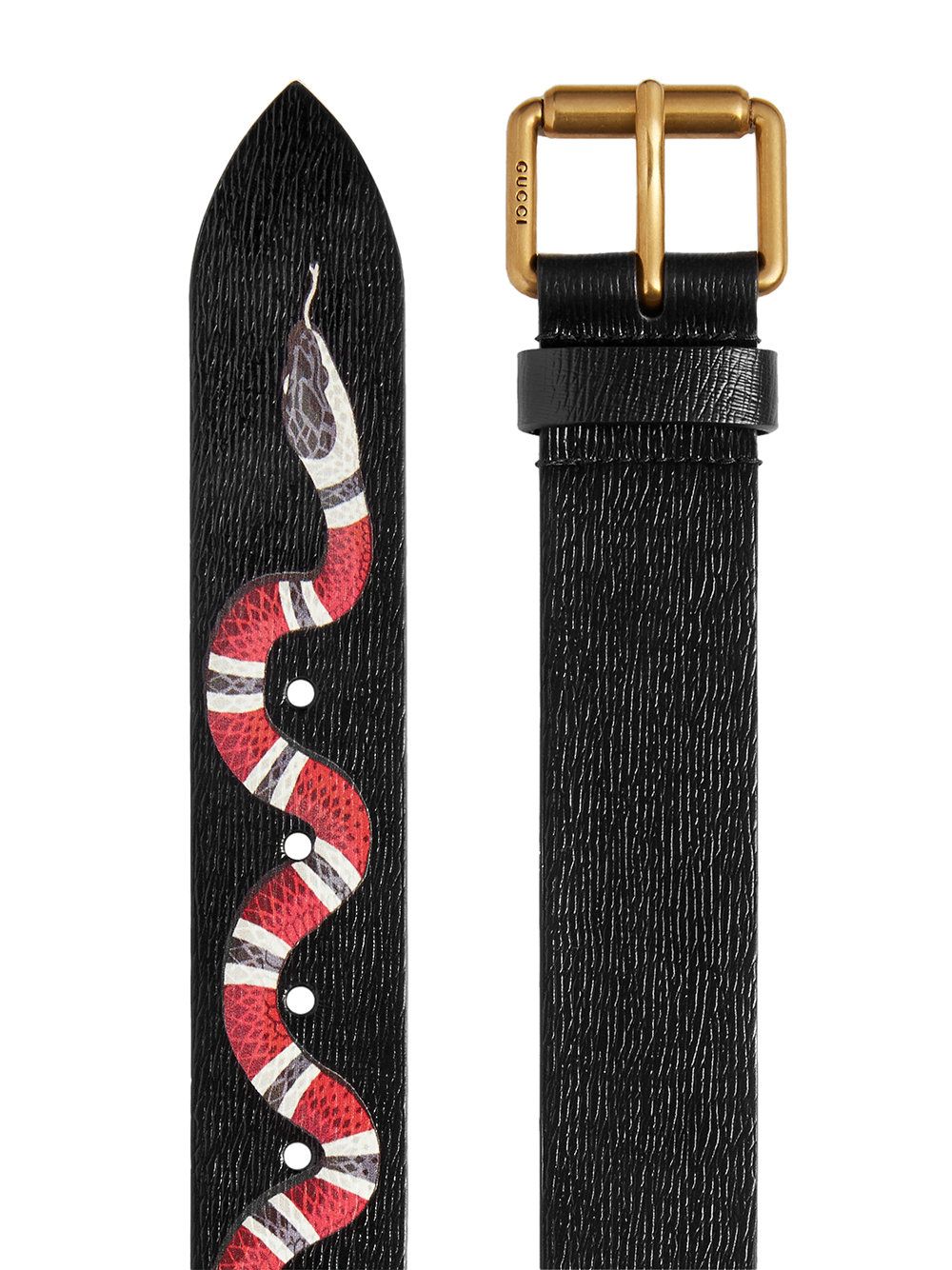 GG'S RAVELLUSO LEATHER BELT WITH KINGSNAKE DETAIL