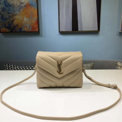 YSSL Loulou Mini Shoulder Bag Beige For Women 7in/18cm YSL