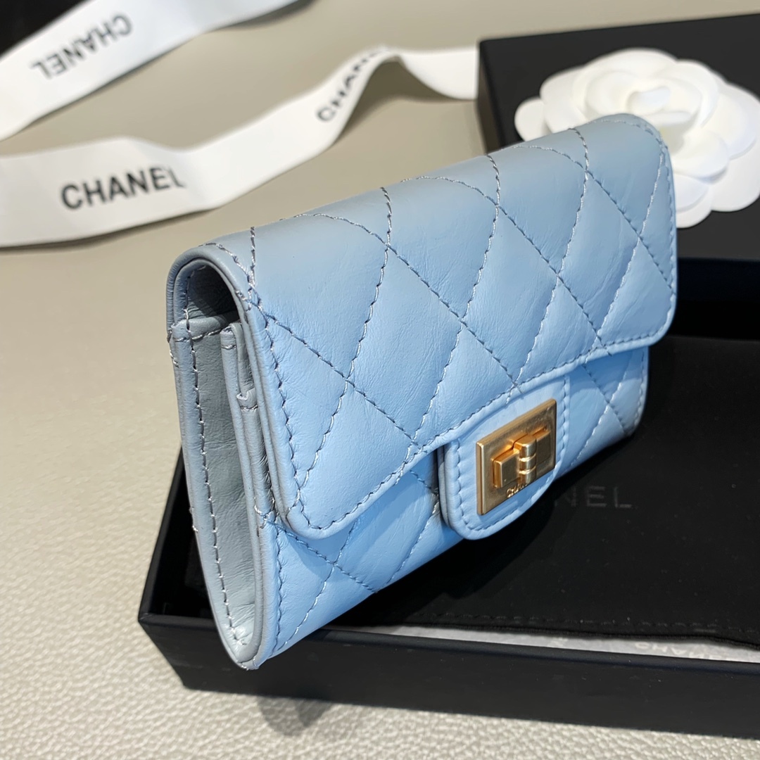 CHL 2.55 FLAP CARD HOLDER LIGHT BLUE WALLET