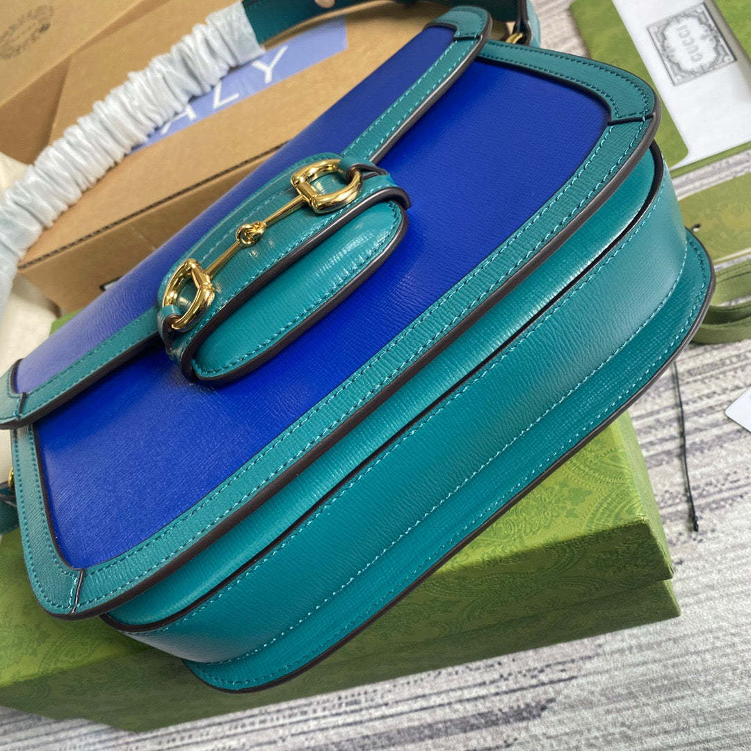 gg Horsebit 1955 Shoulder Bag Blue For Women, Women’s Bags 9.8in/25cm gg
