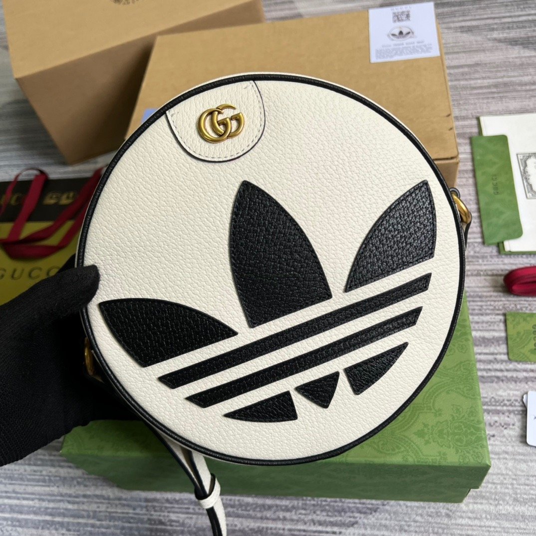 gg x Adidas Ophidia Shoulder Bag White For Women, Women&#8217;s Bags 8.6in/22cm gg 702626 DJ24T 8847