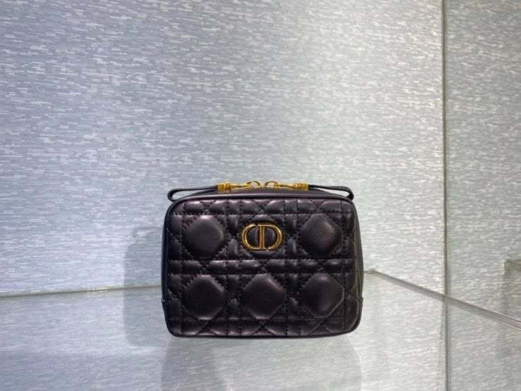 dir SMALL CARO ZIPPED POUCH BLACK CANNAGE LAMBSKIN S5045UNSQ M900