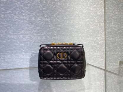 dir SMALL CARO ZIPPED POUCH BLACK CANNAGE LAMBSKIN S5045UNSQ M900