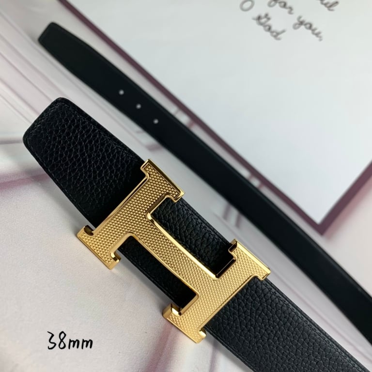 HM BELT TOGO SWIFT GOLD BUCKLE BLACK 38MM