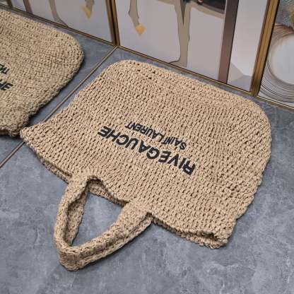 SAINT LAURENT TOTE RIVE GAUCHE RAFFIA CROCHET