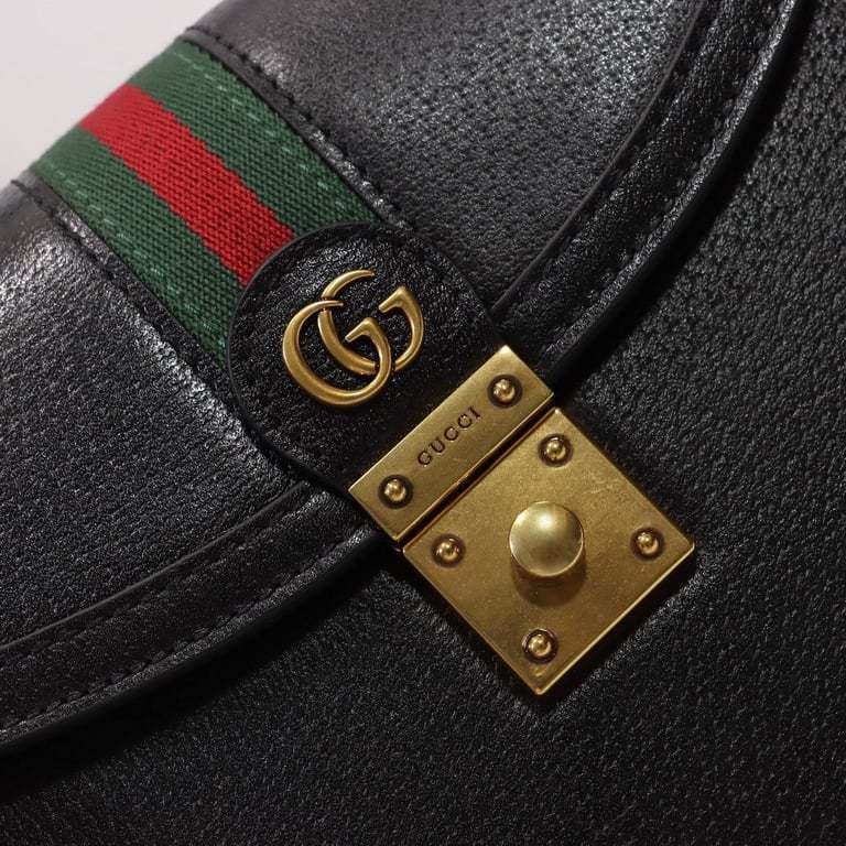 GG OPHIDIA SMALL TOP HANDLE BAG WITH WEB 25CM BLACK