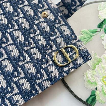 dir OBLIQUE JACQUARD WALLET BLUE 19CM