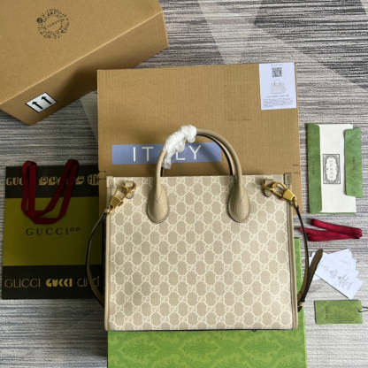 gg Small Tote Bag With Interlocking G Beige For Women, Women&#8217;s Bags 12.2in/31cm gg ‎659983 UULBT 9683