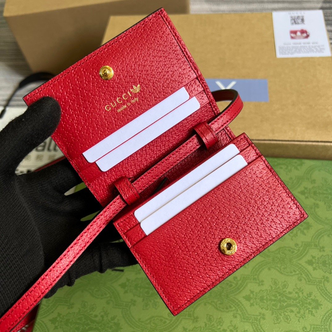 gg x Adidas Card Case With Horsebit Red For Women, Women’s Bags 4.2in/11cm gg‎