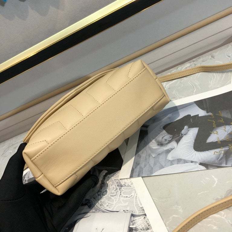 SAINT LAURENT LOULOU TOY STRAP BAG IN QUILTED Y LEATHER BEIGE