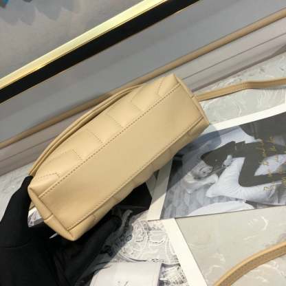 SAINT LAURENT LOULOU TOY STRAP BAG IN QUILTED Y LEATHER BEIGE