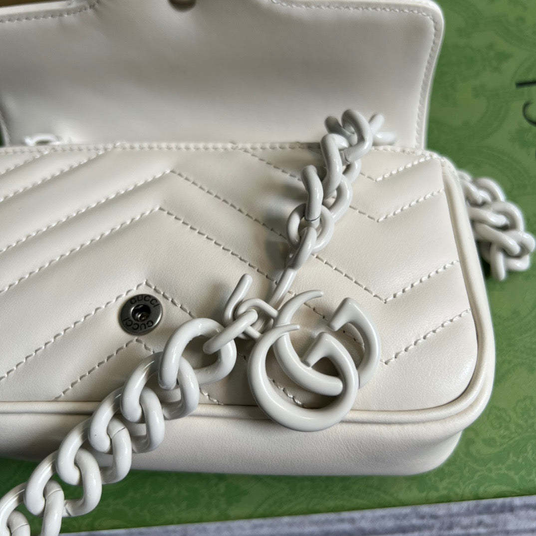 gg Marmont Super Mini Bag White For Women, Women&#8217;s Bags 6.2in/17cm gg