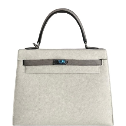 HM KELLY EPSOM CK10 CREAMY WHITE SILVER HARDWARE 25CM