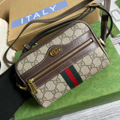gg Ophidia Mini gg Bag Beige/Ebony gg Supreme Canvas With Brown For Women  7in/17.5cm gg 517350 96IWS 8745