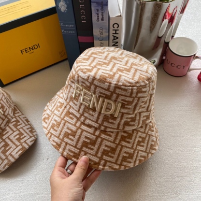 FD FABRIC FF MOTIF BUCKET HAT BEIGE