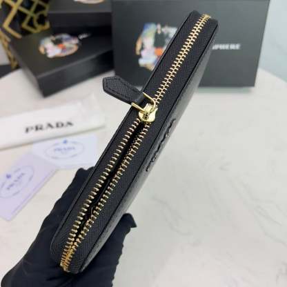 PR LARGE SAFFIANO LEATHER WALLET FULL BLACK 19CM 1ML506 QWA F0505