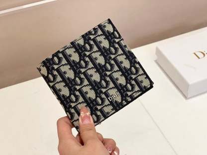 dir WALLET BEIGE AND BLACK OBLIQUE JACQUARD 11CM 2OBBH027YSE H05E