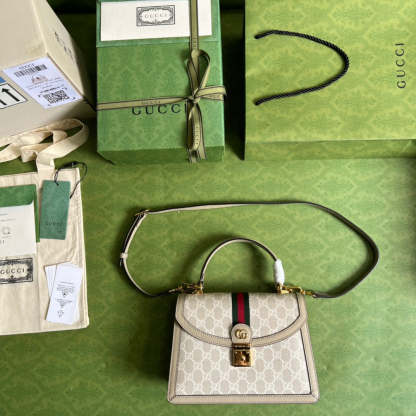 gg Ophidia Small gg Top Handle Bag Beige For Women, Women&#8217;s Bags 9.8in/25cm gg ‎651055 UULAG 9682