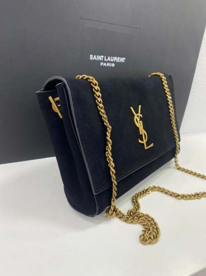 SAINT LAURENT KATE MEDIUM REVERSIBLE CHAIN BAG IN SUEDE AND SMOOTH LEATHER